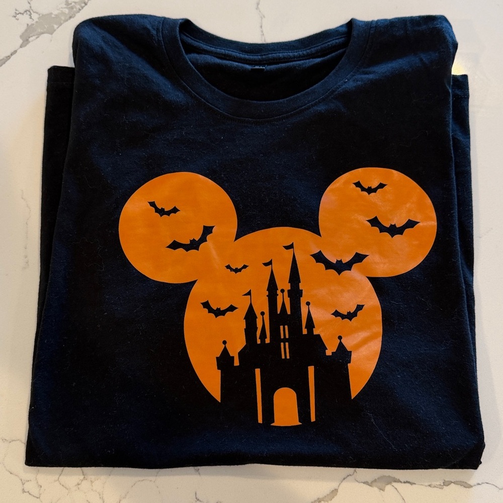 Disney / Mickey Ears Black T-Shirt with Orange Halloween Design